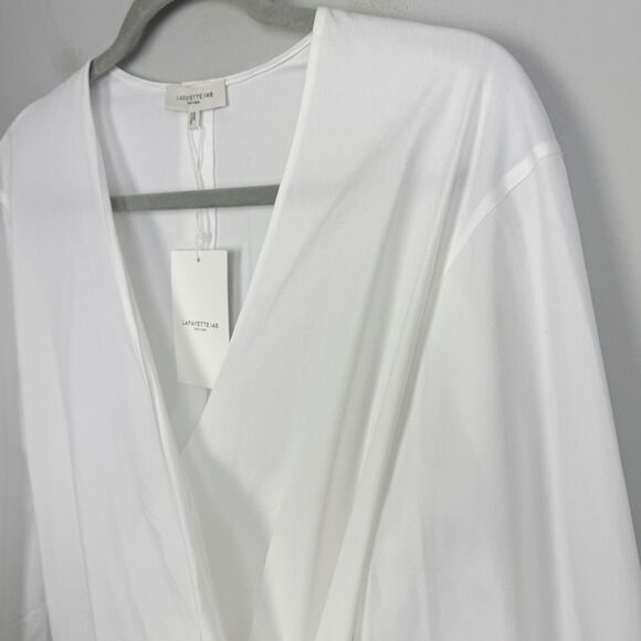 LAFAYETTE 148 NEW YORK | NEW White Wrap Blouse Button Back Top Women’s Size M - Picture 4 of 10